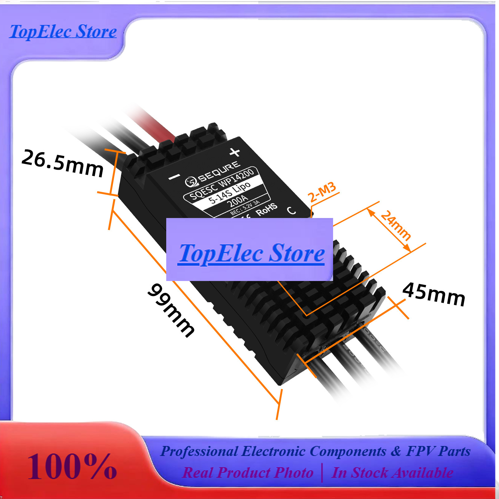 TopESSEQURE WP14200 IP68 Water - Efoil Esc 200A Waterproof ulasan dan harga